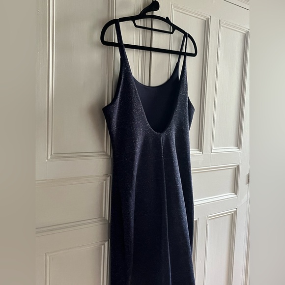 Navy and Silver Sparkle Low Back Mini Dress - Picture 5 of 6